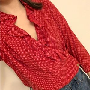 Uniqlo x Ines de la Fressange Red Dot Wrap Blouse